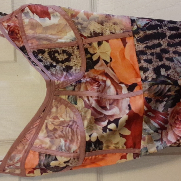 NWT Floral Animal Print Satin Corset Bodycon Midi - Picture 5 of 12